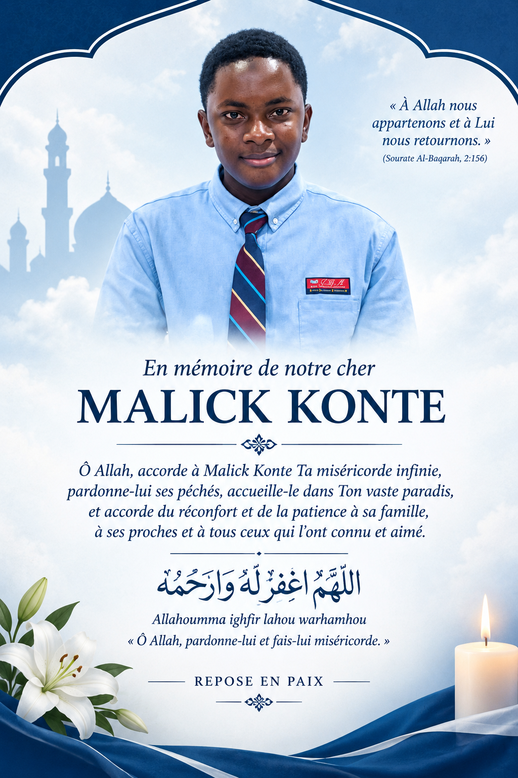 Une prière spéciale  pour Malick Konte